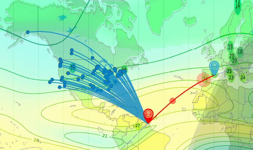 ADIF log replayed with archive maps